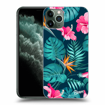Picasee silikonowe przeźroczyste etui na Apple iPhone 11 Pro - Pink Monstera