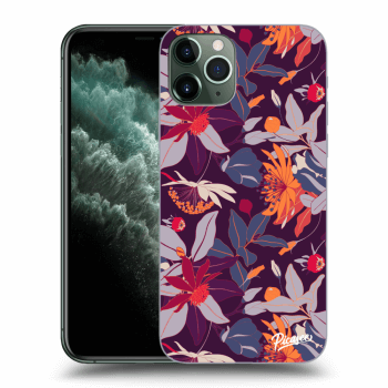 Picasee silikonowe przeźroczyste etui na Apple iPhone 11 Pro - Purple Leaf