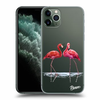Picasee silikonowe przeźroczyste etui na Apple iPhone 11 Pro - Flamingos couple