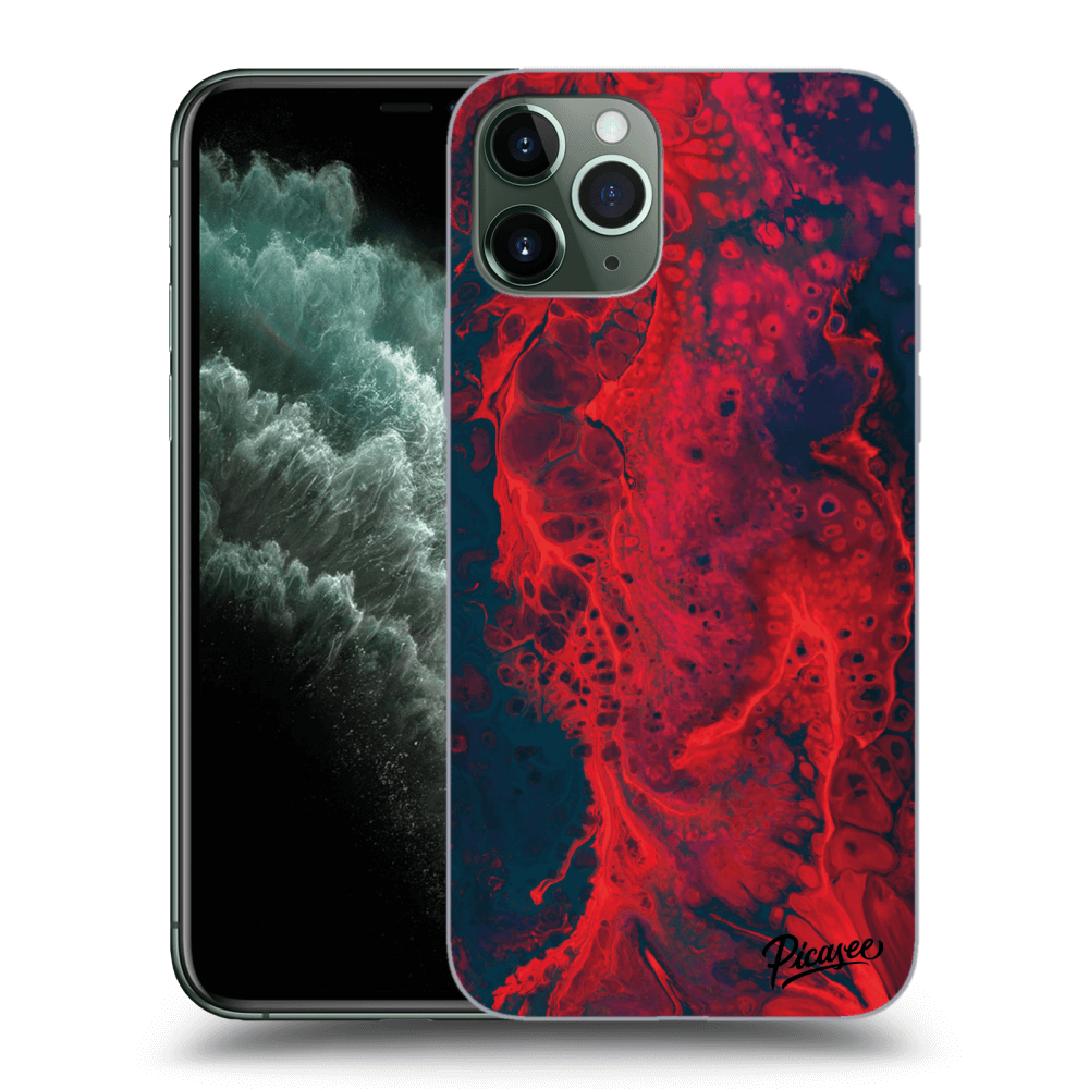 Picasee silikonowe czarne etui na Apple iPhone 11 Pro - Organic red