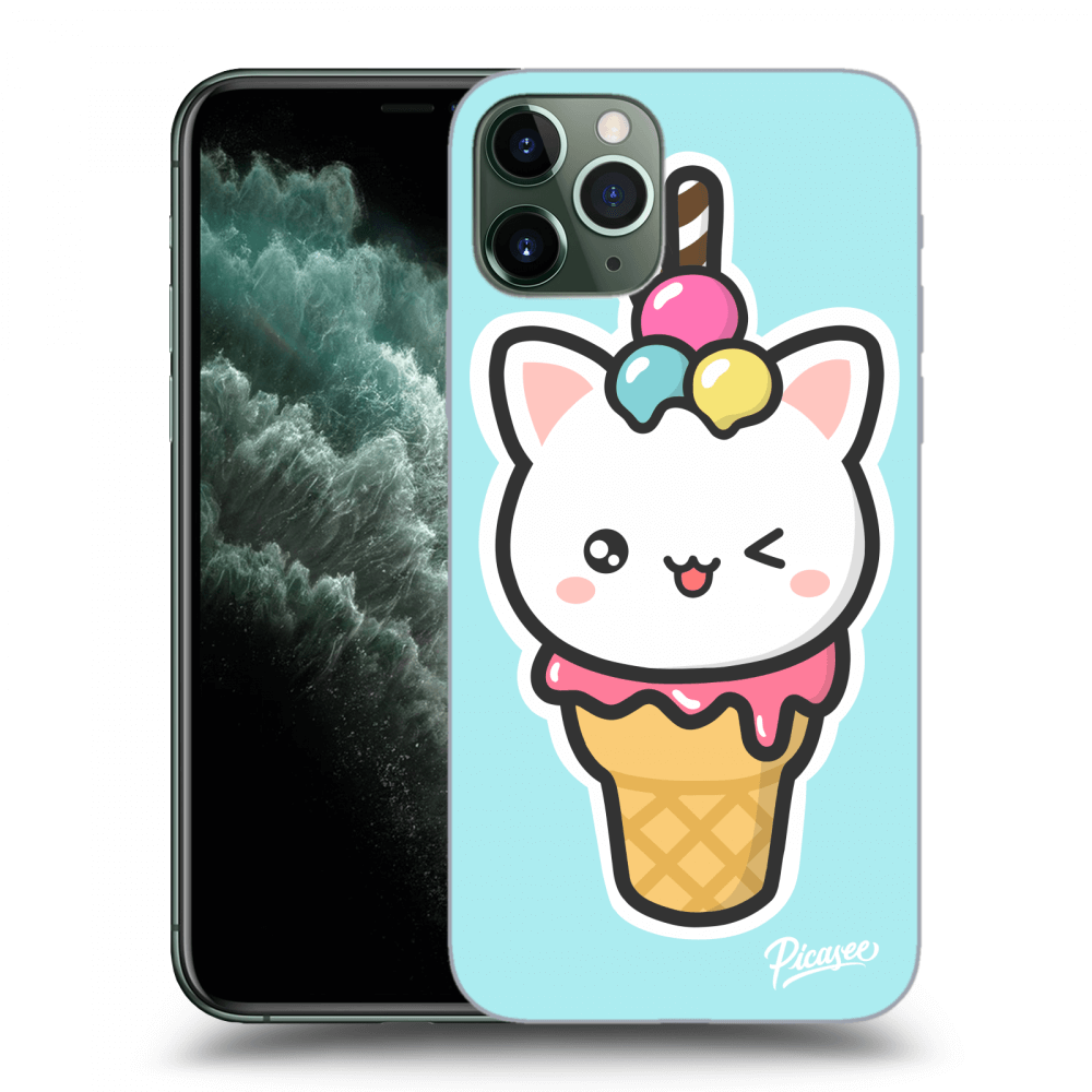Picasee silikonowe przeźroczyste etui na Apple iPhone 11 Pro - Ice Cream Cat