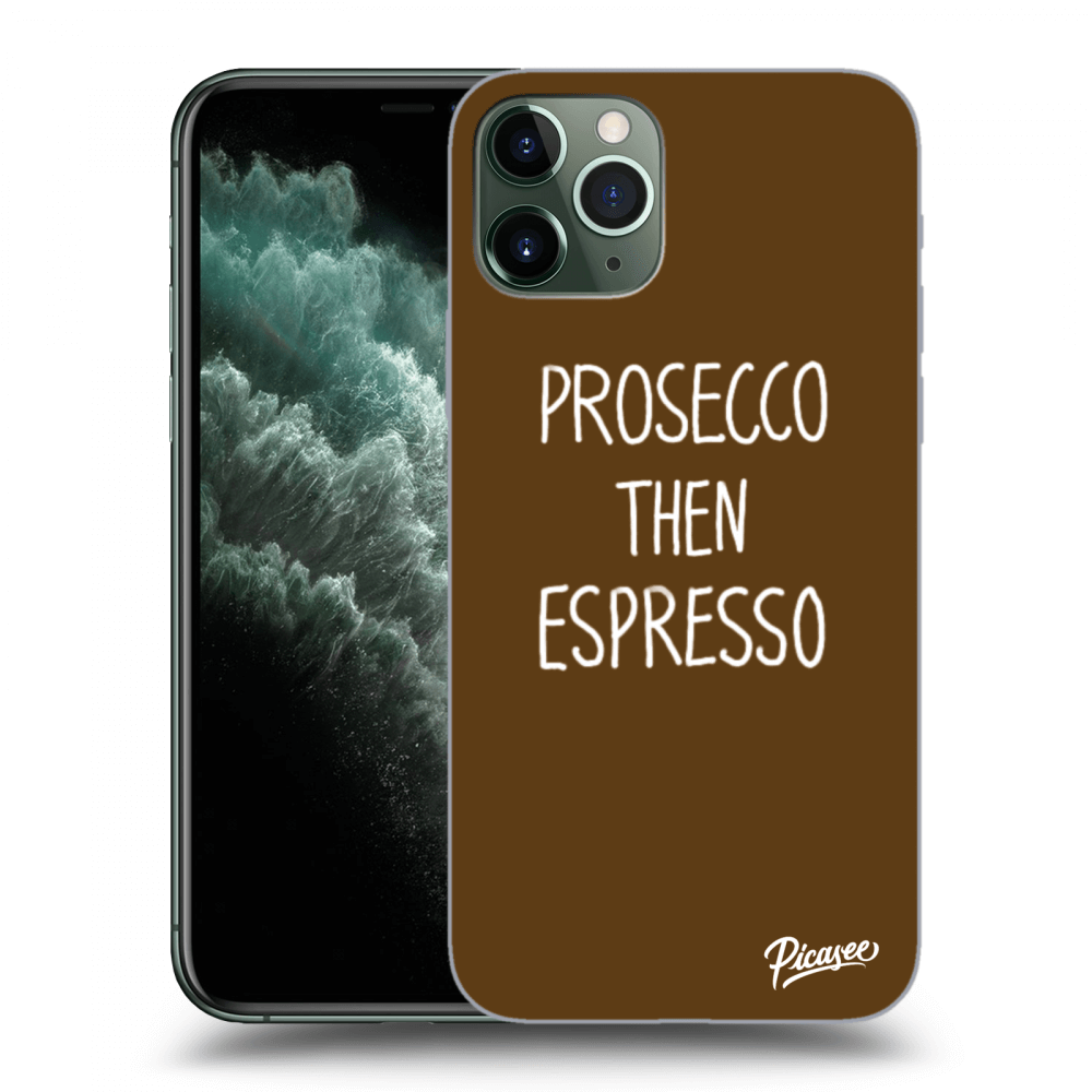 Picasee silikonowe przeźroczyste etui na Apple iPhone 11 Pro Max - Prosecco then espresso