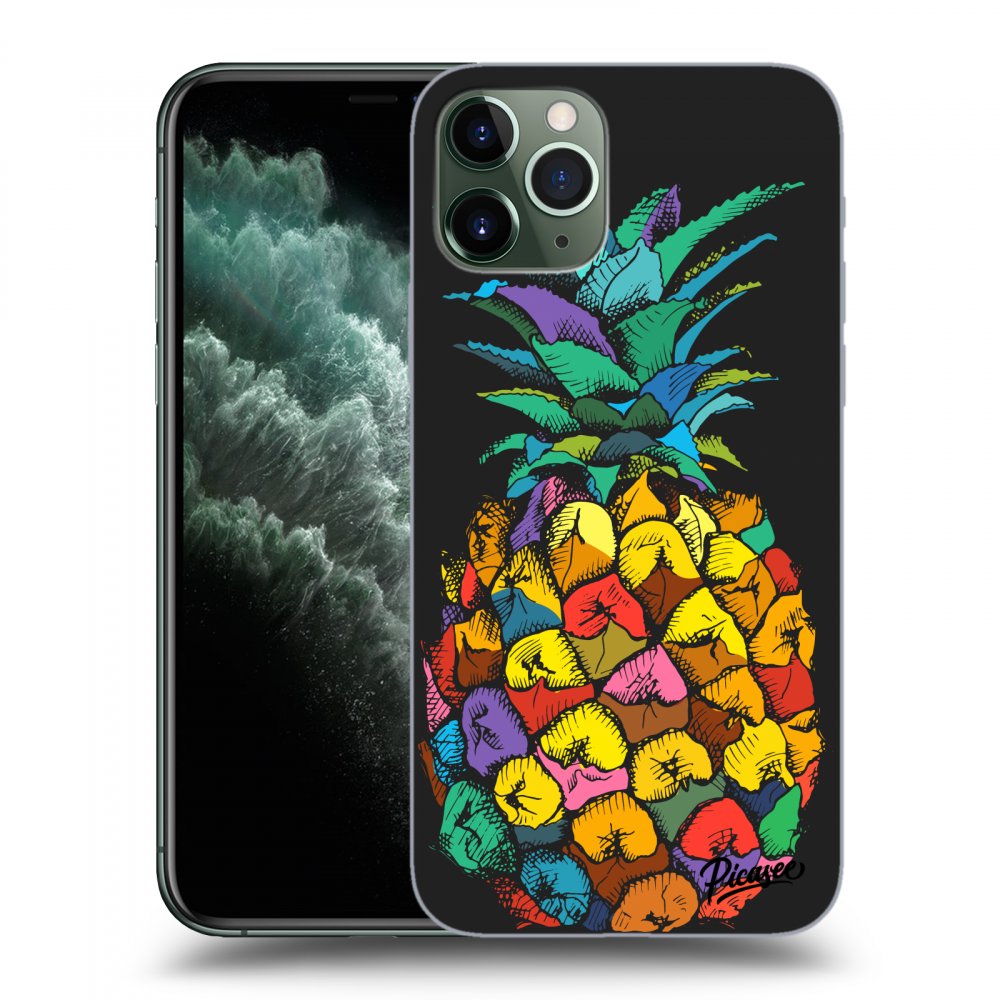Picasee silikonowe czarne etui na Apple iPhone 11 Pro Max - Pineapple