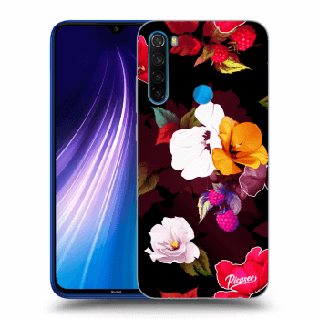 Picasee silikonowe czarne etui na Xiaomi Redmi Note 8 - Flowers and Berries
