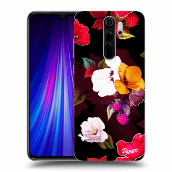 Picasee silikonowe czarne etui na Xiaomi Redmi Note 8 Pro - Flowers and Berries