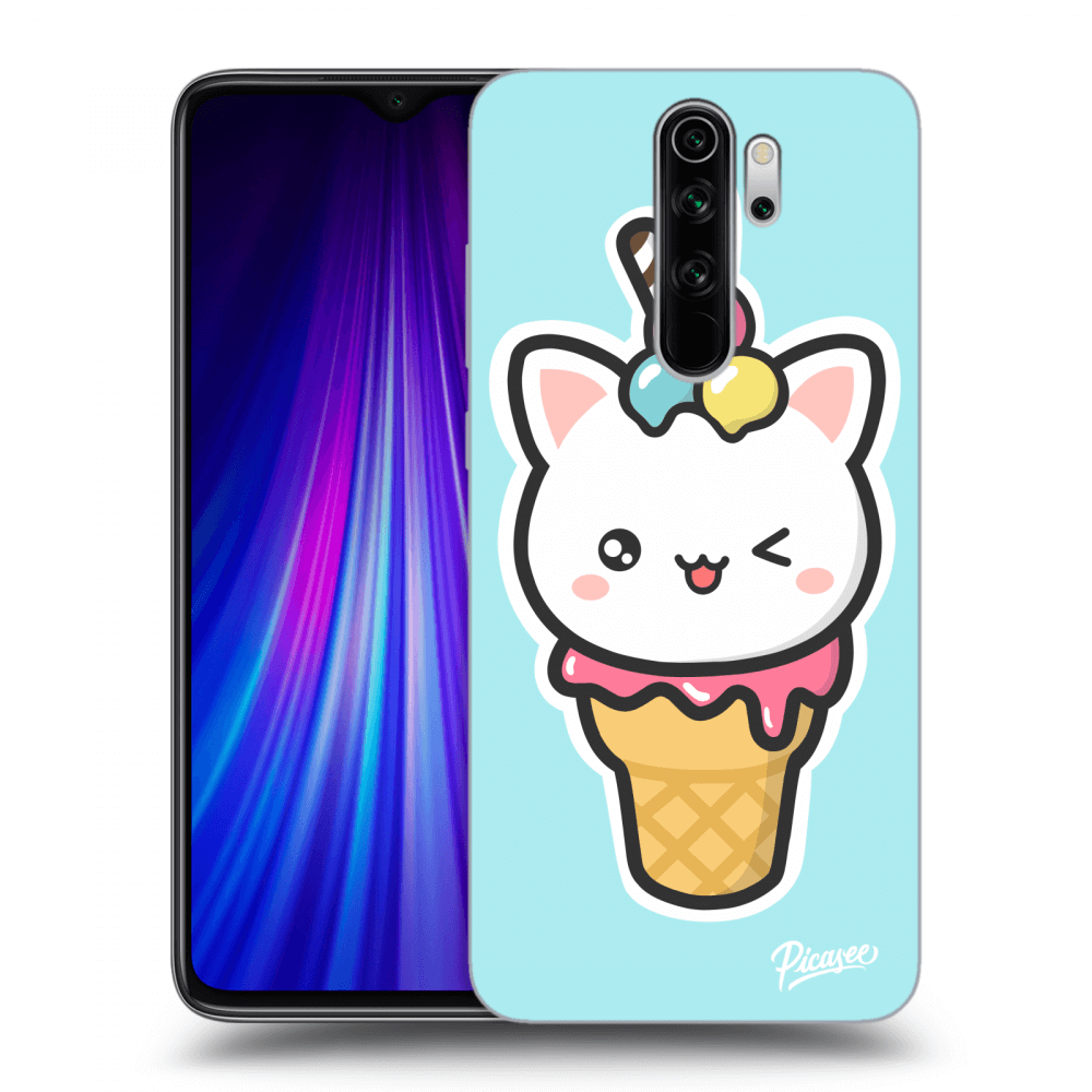 Picasee silikonowe czarne etui na Xiaomi Redmi Note 8 Pro - Ice Cream Cat