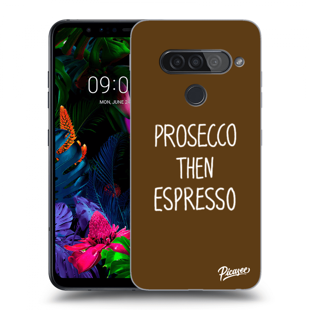 Picasee silikonowe przeźroczyste etui na LG G8s ThinQ - Prosecco then espresso