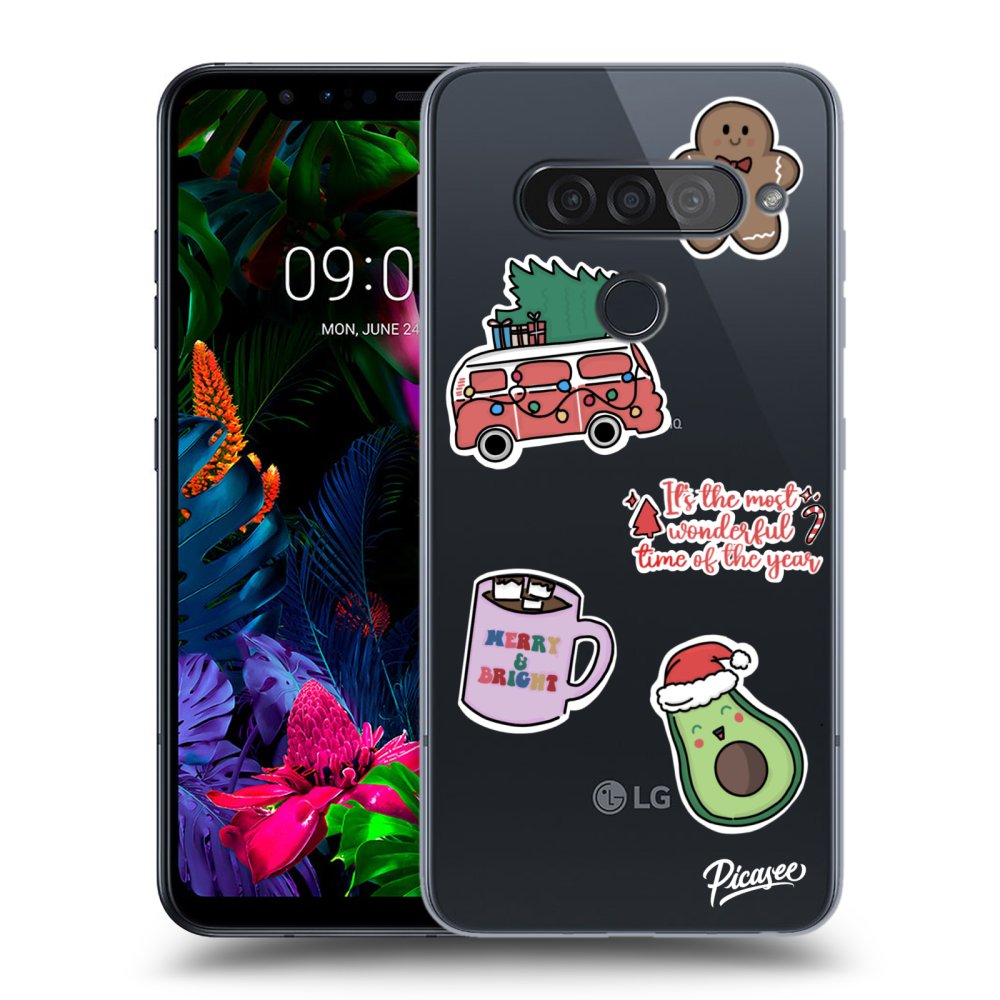 Picasee silikonowe przeźroczyste etui na LG G8s ThinQ - Christmas Stickers
