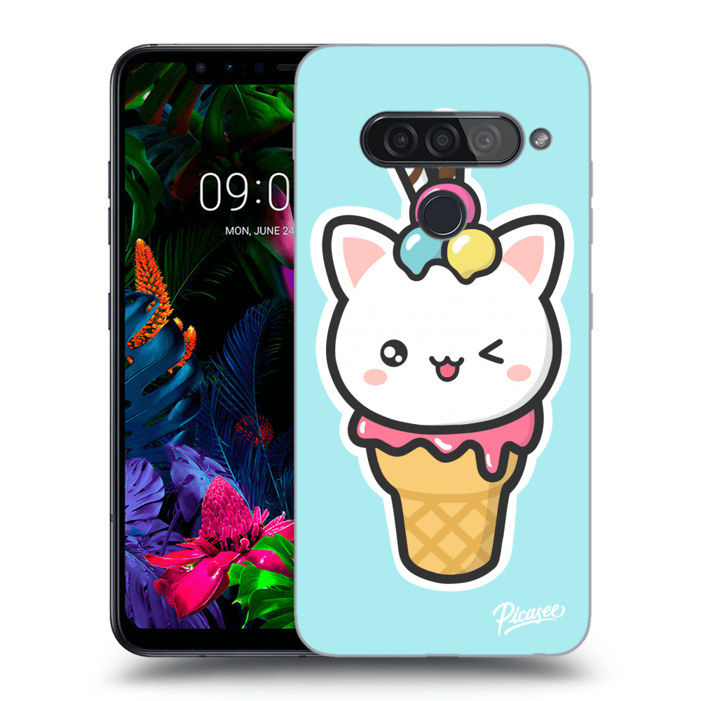 Picasee silikonowe przeźroczyste etui na LG G8s ThinQ - Ice Cream Cat