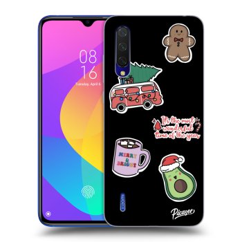 Picasee silikonowe czarne etui na Xiaomi Mi 9 Lite - Christmas Stickers