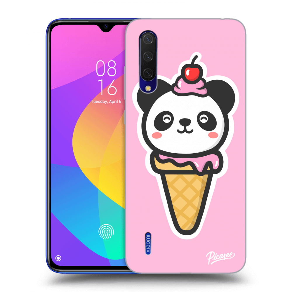 Picasee silikonowe czarne etui na Xiaomi Mi 9 Lite - Ice Cream Panda