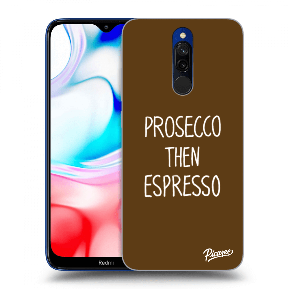Picasee silikonowe czarne etui na Xiaomi Redmi 8 - Prosecco then espresso