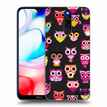 Picasee silikonowe czarne etui na Xiaomi Redmi 8 - Owls