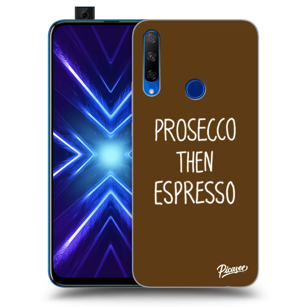 Picasee silikonowe czarne etui na Honor 9X - Prosecco then espresso