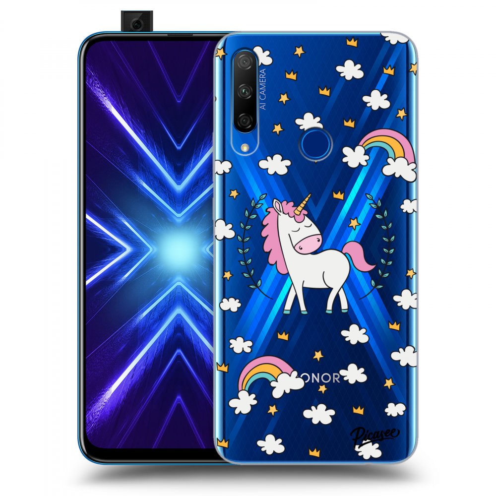 Picasee silikonowe przeźroczyste etui na Honor 9X - Unicorn star heaven