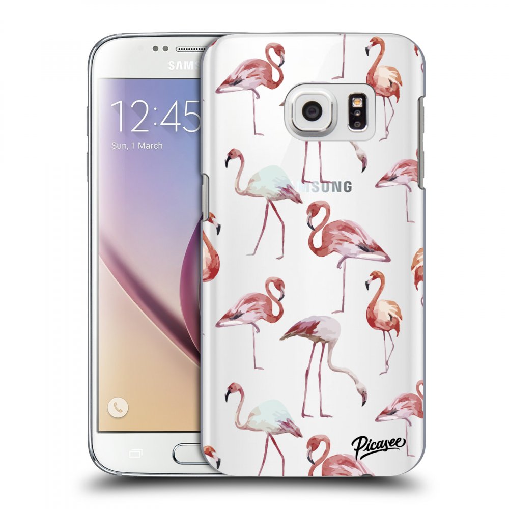 Picasee silikonowe przeźroczyste etui na Samsung Galaxy S7 G930F - Flamingos