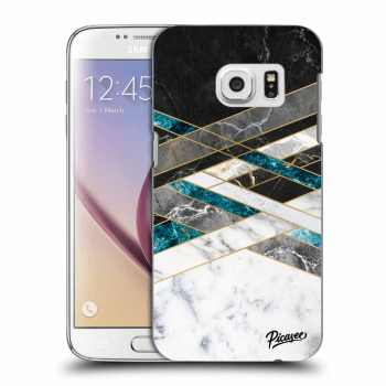 Picasee silikonowe przeźroczyste etui na Samsung Galaxy S7 G930F - Black & White geometry