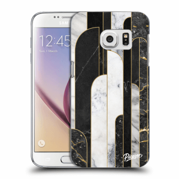 Picasee silikonowe przeźroczyste etui na Samsung Galaxy S7 G930F - Black & White tile