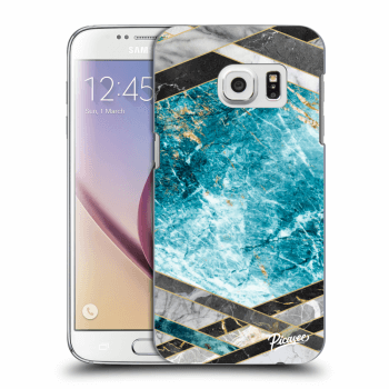 Picasee silikonowe przeźroczyste etui na Samsung Galaxy S7 G930F - Blue geometry