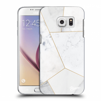 Picasee silikonowe przeźroczyste etui na Samsung Galaxy S7 G930F - White tile