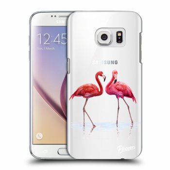 Picasee silikonowe przeźroczyste etui na Samsung Galaxy S7 G930F - Flamingos couple