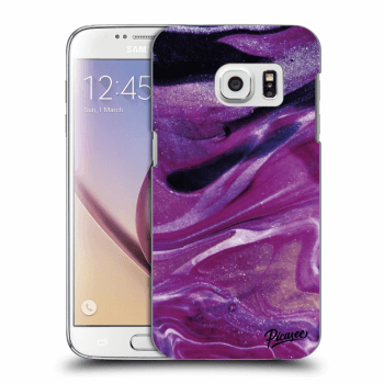 Picasee silikonowe przeźroczyste etui na Samsung Galaxy S7 G930F - Purple glitter