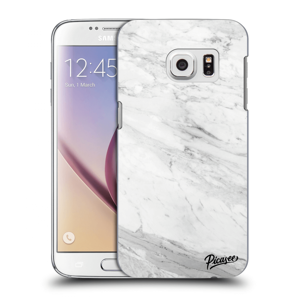 Picasee silikonowe przeźroczyste etui na Samsung Galaxy S7 G930F - White marble