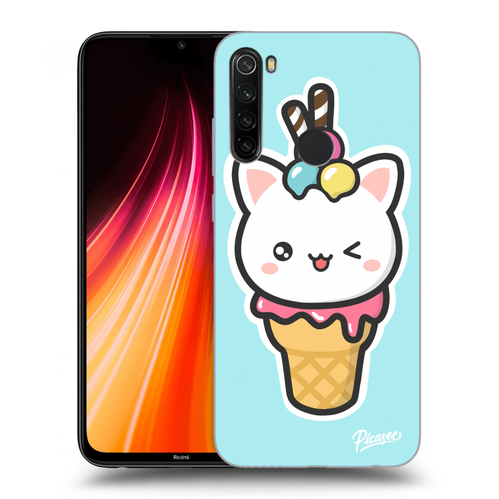 Picasee silikonowe przeźroczyste etui na Xiaomi Redmi Note 8T - Ice Cream Cat