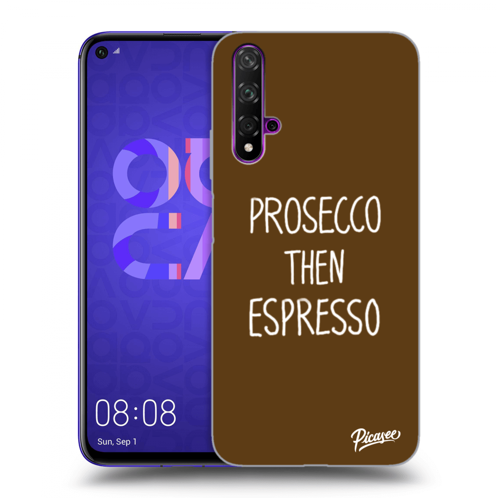 Picasee silikonowe przeźroczyste etui na Huawei Nova 5T - Prosecco then espresso