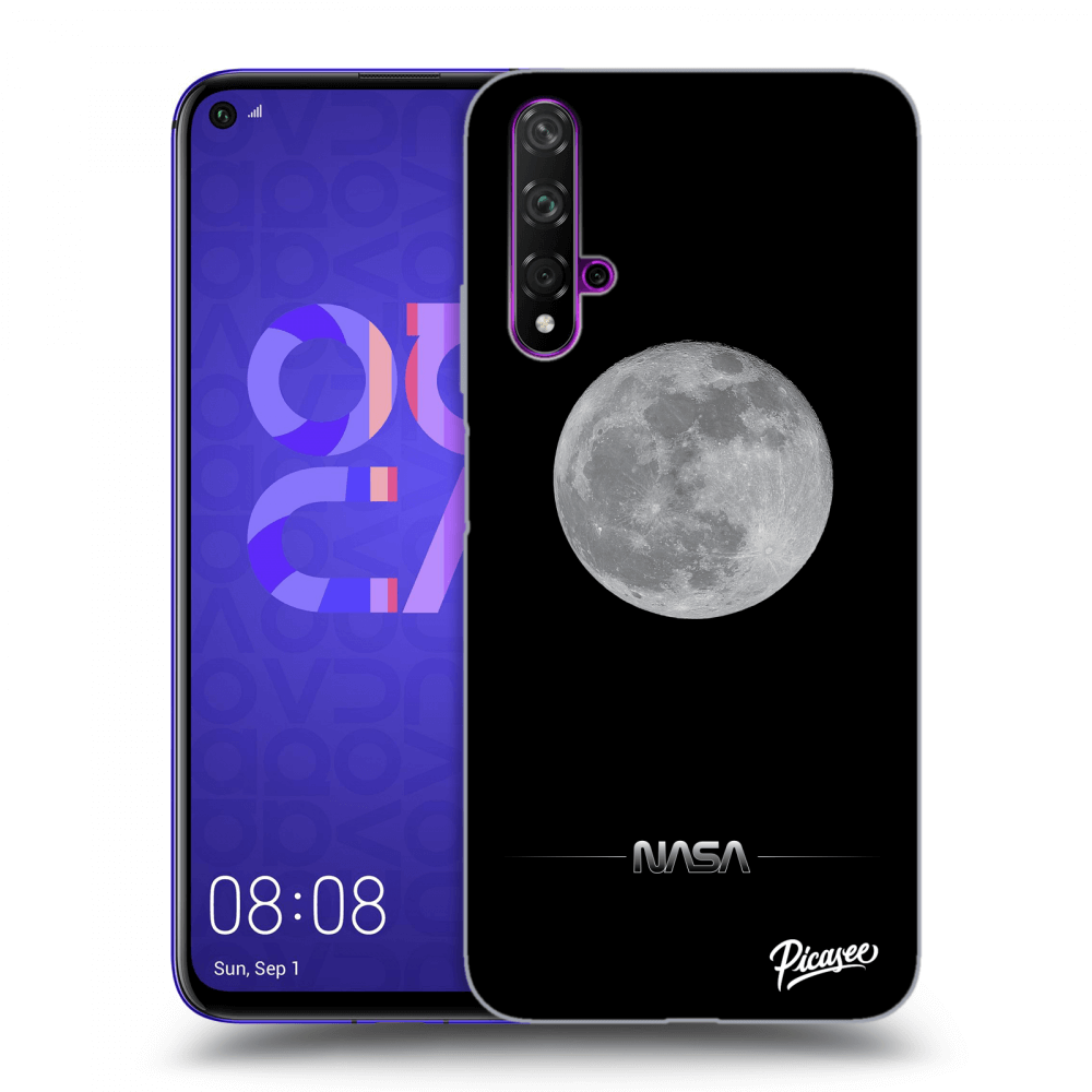 Picasee silikonowe czarne etui na Huawei Nova 5T - Moon Minimal