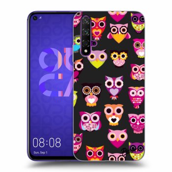 Picasee silikonowe czarne etui na Huawei Nova 5T - Owls