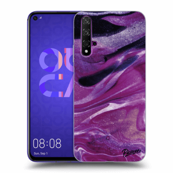 Picasee silikonowe czarne etui na Huawei Nova 5T - Purple glitter