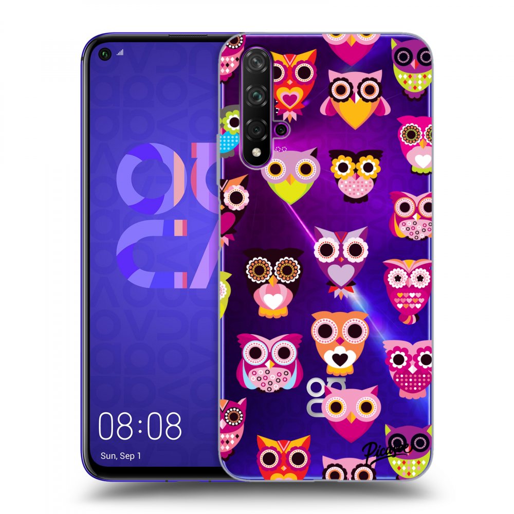 Picasee silikonowe przeźroczyste etui na Huawei Nova 5T - Owls