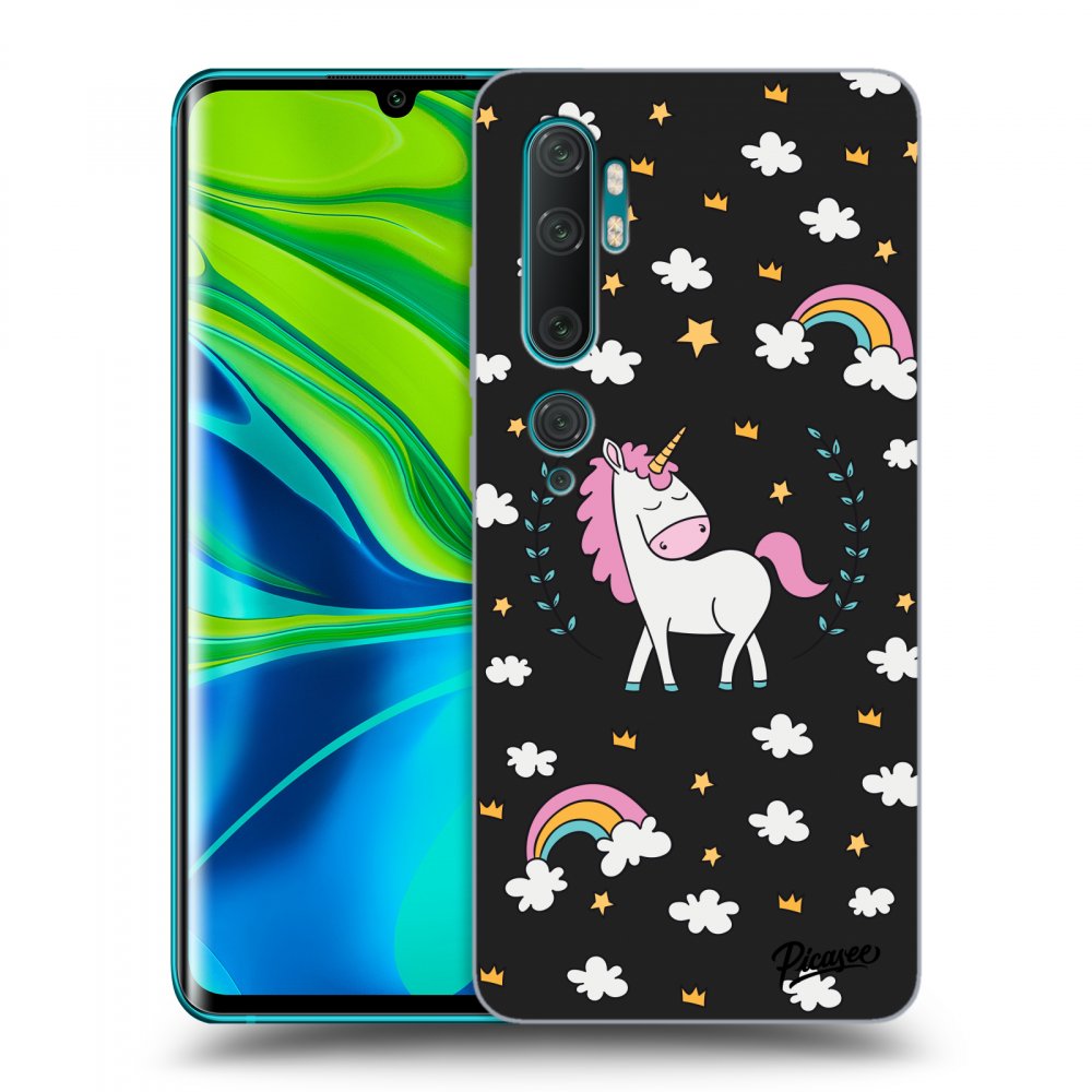 Picasee silikonowe czarne etui na Xiaomi Mi Note 10 (Pro) - Unicorn star heaven