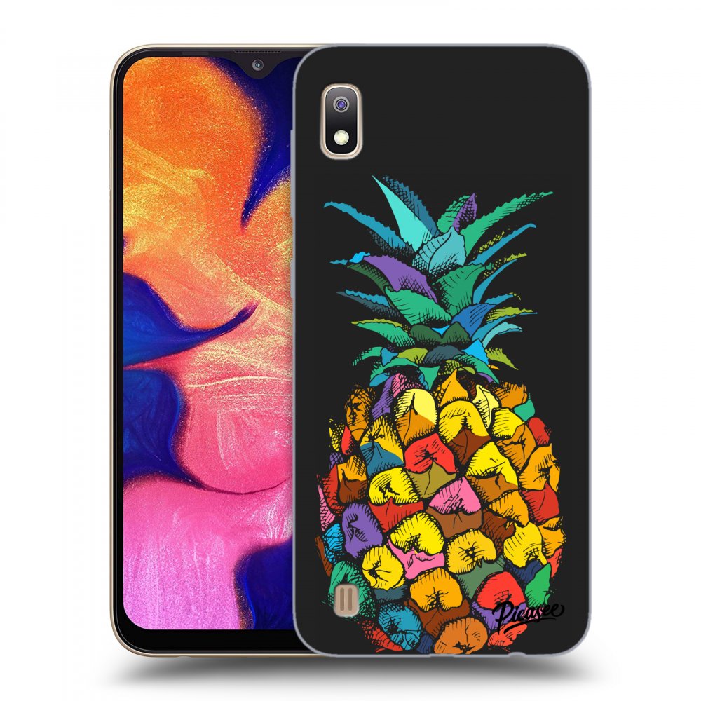 Picasee silikonowe czarne etui na Samsung Galaxy A10 A105F - Pineapple
