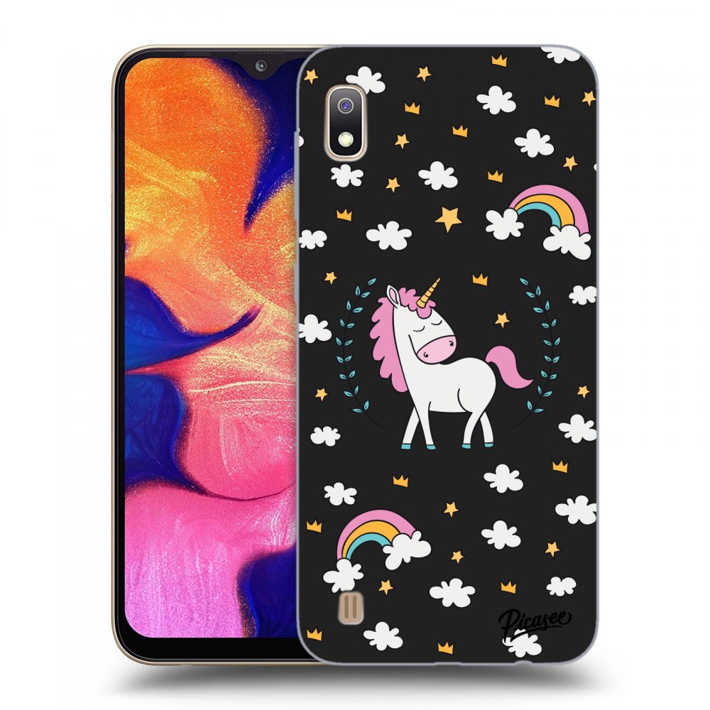 Picasee silikonowe czarne etui na Samsung Galaxy A10 A105F - Unicorn star heaven