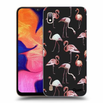Picasee silikonowe czarne etui na Samsung Galaxy A10 A105F - Flamingos