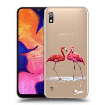 Picasee silikonowe przeźroczyste etui na Samsung Galaxy A10 A105F - Flamingos couple