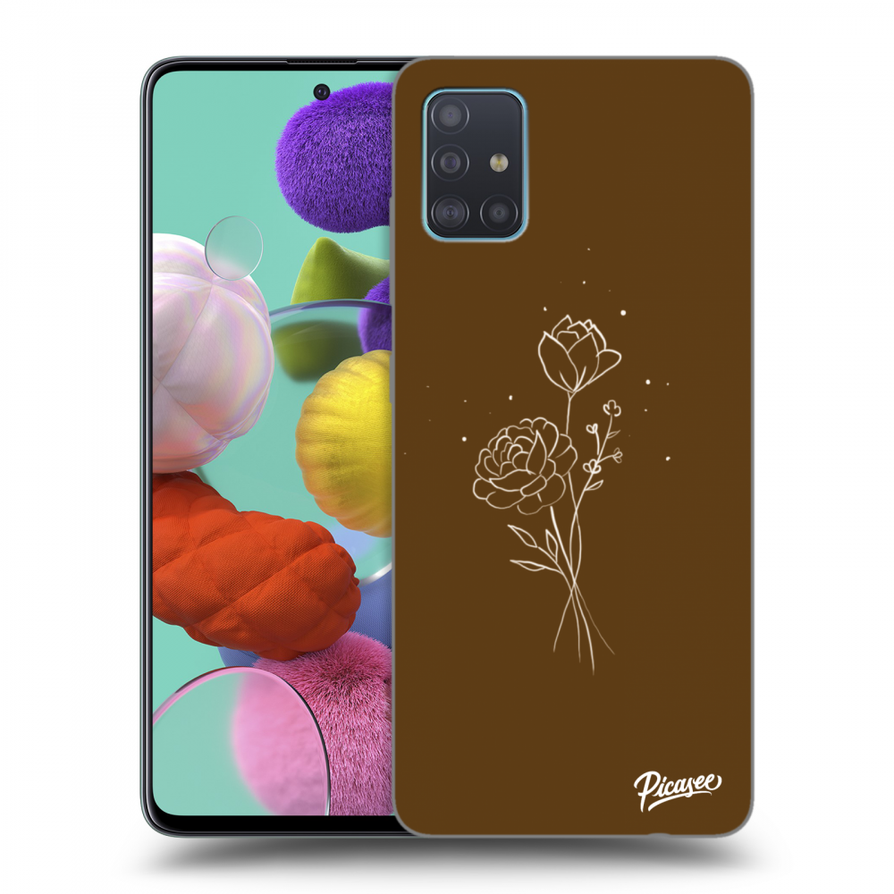 Picasee silikonowe czarne etui na Samsung Galaxy A51 A515F - Brown flowers