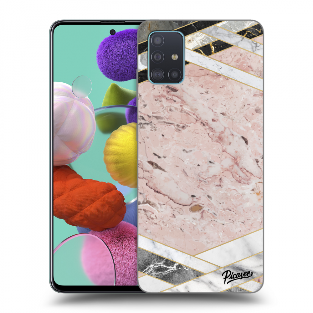 Picasee silikonowe przeźroczyste etui na Samsung Galaxy A51 A515F - Pink geometry