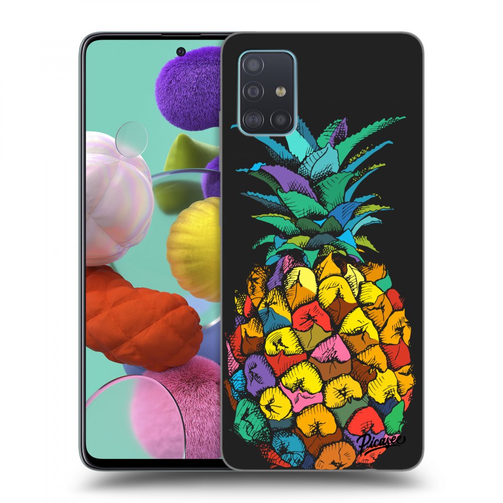 Picasee silikonowe czarne etui na Samsung Galaxy A51 A515F - Pineapple