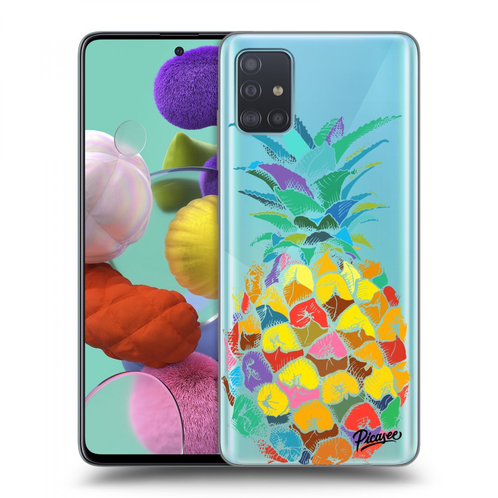 Picasee silikonowe przeźroczyste etui na Samsung Galaxy A51 A515F - Pineapple