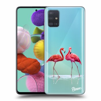 Picasee silikonowe przeźroczyste etui na Samsung Galaxy A51 A515F - Flamingos couple