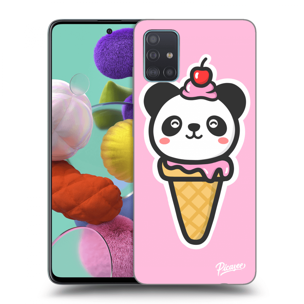 Picasee silikonowe przeźroczyste etui na Samsung Galaxy A51 A515F - Ice Cream Panda