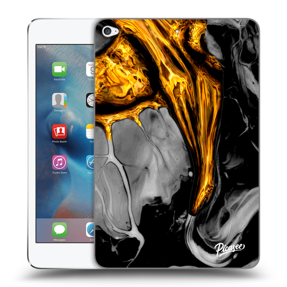 Picasee silikonowe czarne etui na Apple iPad mini 4 - Black Gold