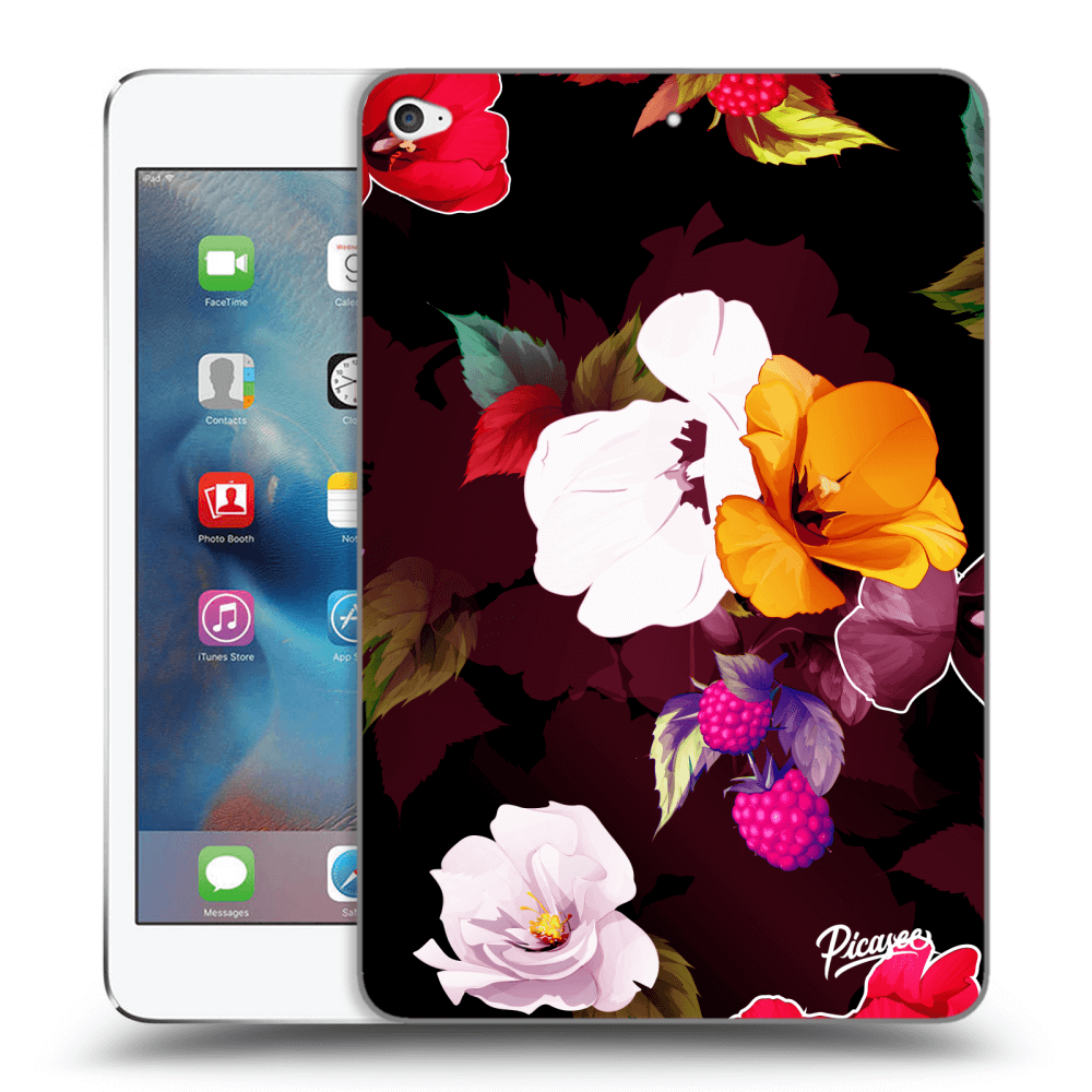 Picasee silikonowe czarne etui na Apple iPad mini 4 - Flowers and Berries