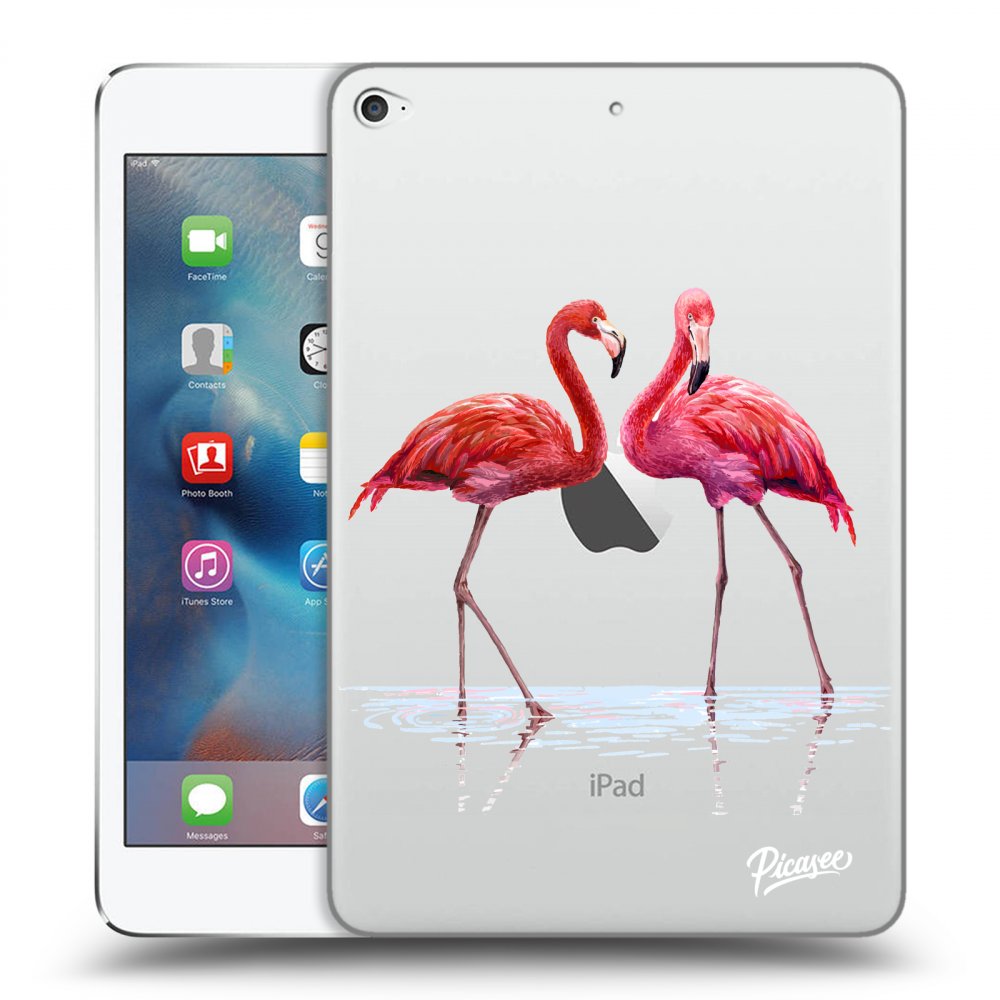 Picasee silikonowe przeźroczyste etui na Apple iPad mini 4 - Flamingos couple