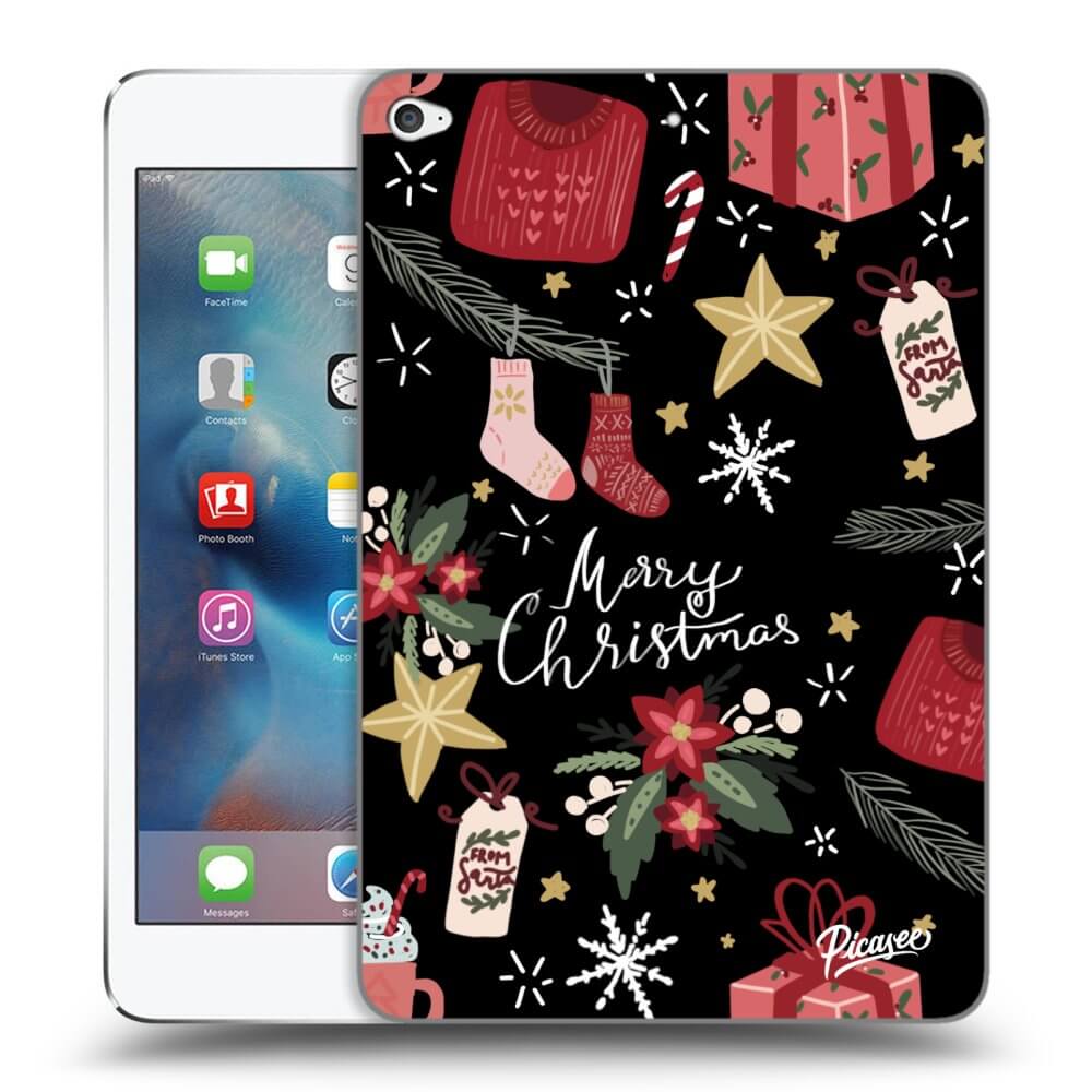 Picasee silikonowe czarne etui na Apple iPad mini 4 - Christmas