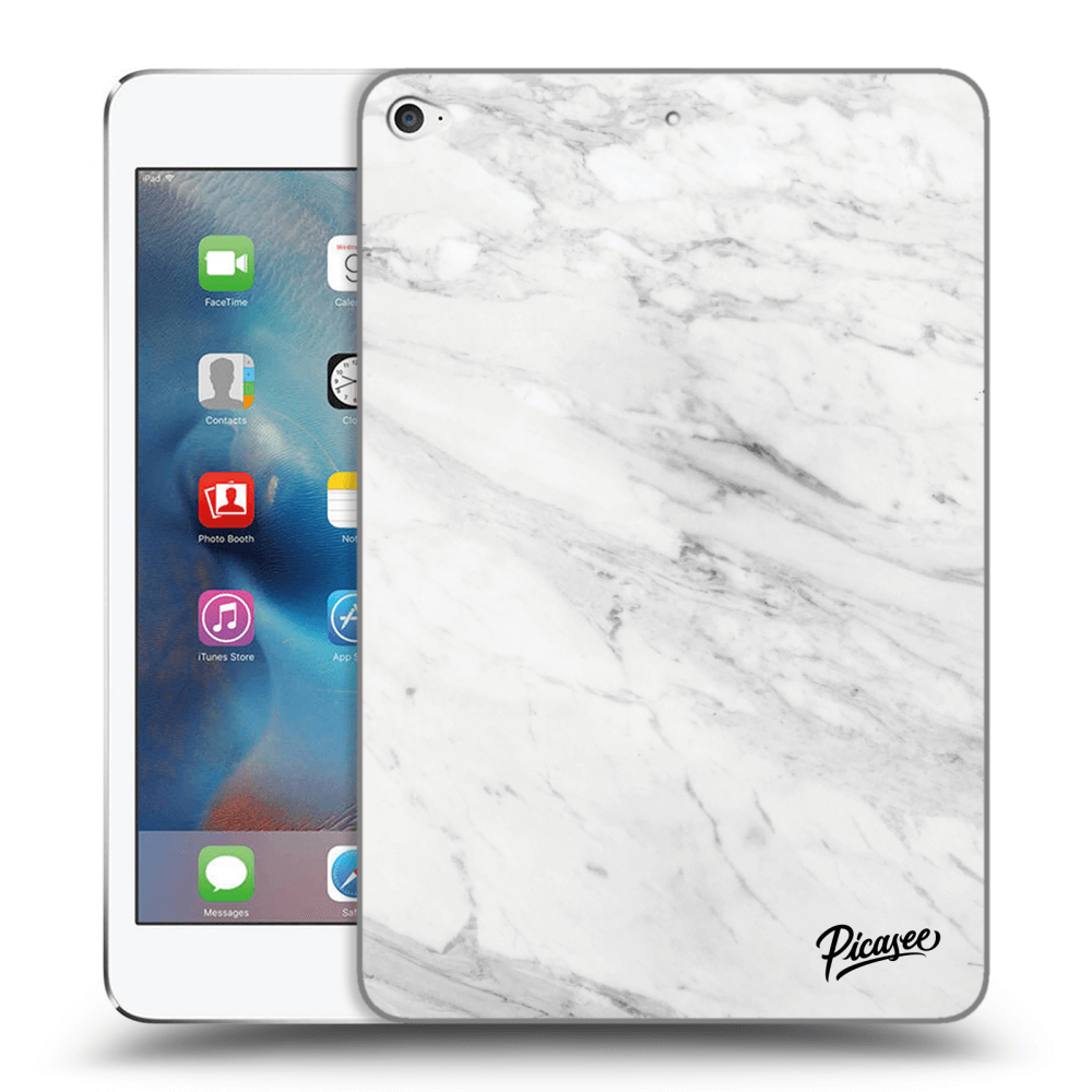 Picasee silikonowe czarne etui na Apple iPad mini 4 - White marble