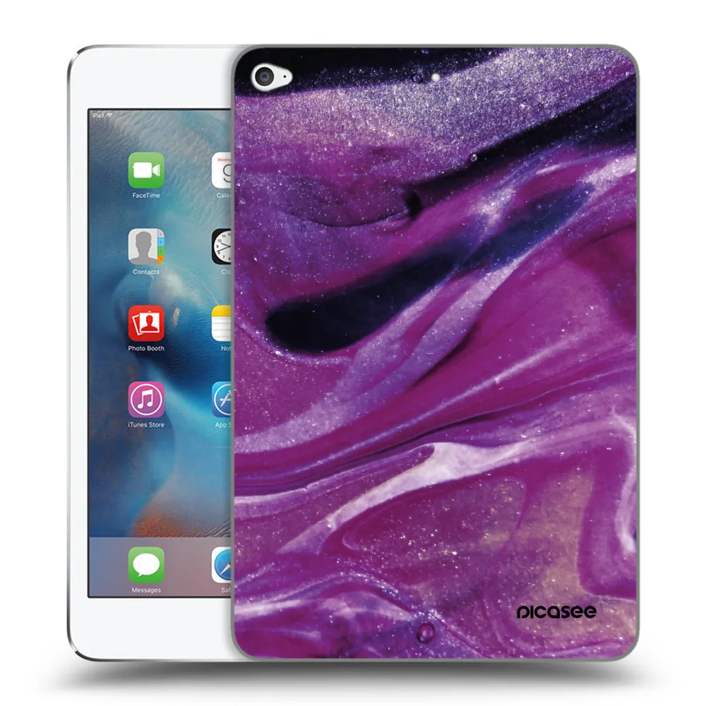 Picasee silikonowe czarne etui na Apple iPad mini 4 - Purple glitter